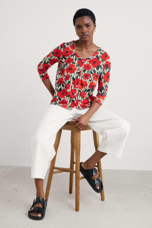 Seasalt Cornwall Studio Glass 3/4 Sleeve Top