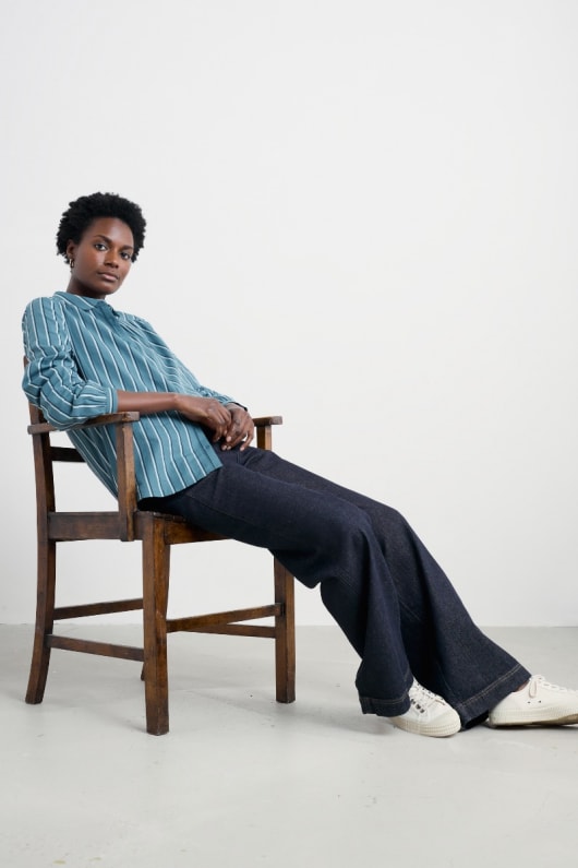 Seasalt Cornwall Spiral Flight Striped Shirt In GOTS-Certified Organic Cotton