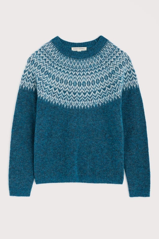 Seasalt Cornwall Spruce Frost Mohair-Blend Fair Isle Jumper