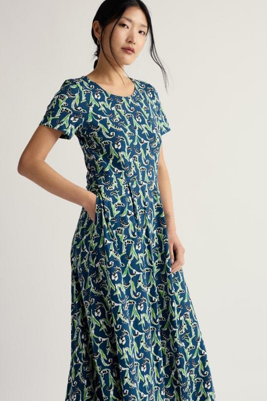 Seasalt Cornwall Veronica Short Sleeve Midi Dress In GOTS-Certified Organic Cotton