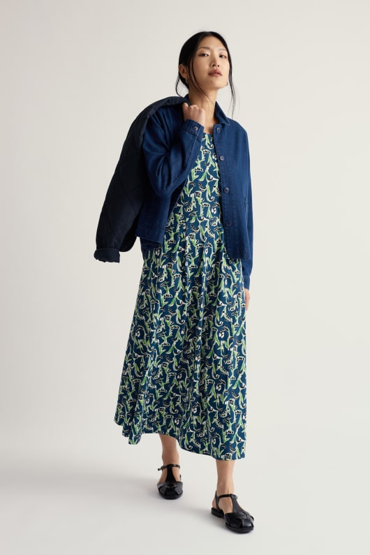Seasalt Cornwall Veronica Short Sleeve Midi Dress In GOTS-Certified Organic Cotton