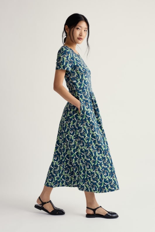 seasalt cornwall Veronica Short Sleeve Midi Dress in GOTS-Certified Organic Cotton