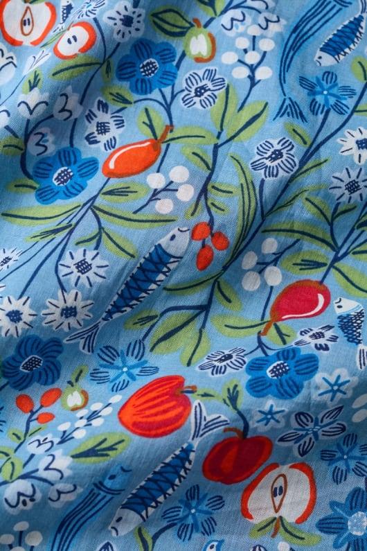 Seasalt Cornwall Watercolour Sketch 3/4 Sleeve Top In GOTS-Certified Organic Cotton