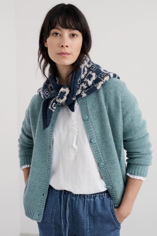 Seasalt Cornwall Wild Bilberry Knitted Triangle Scarf