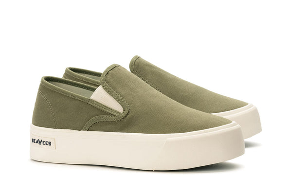 Seavees Womens Baja Slip On Platform Surplus Green