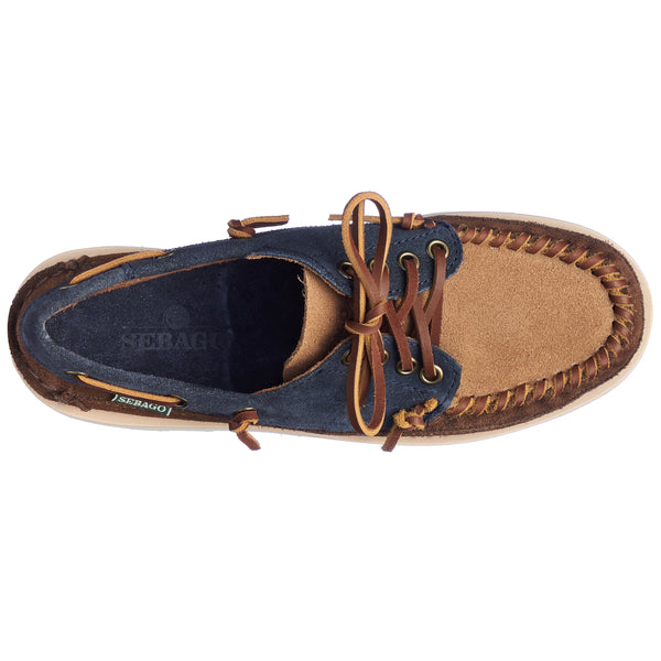 Sebago Cayuga Woman Navy Blue & Cognac & Dark Brown Footwear