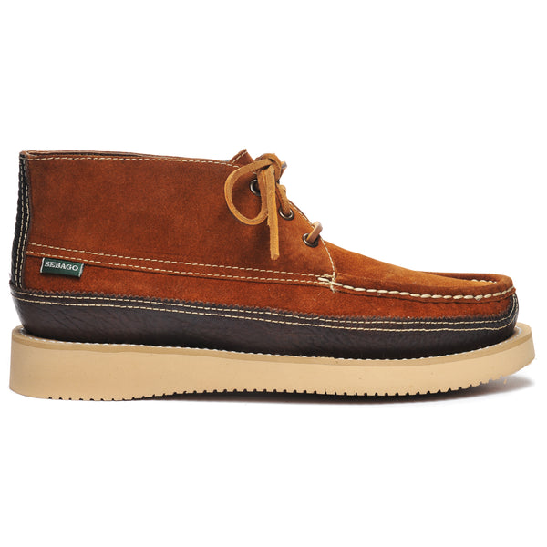 sebago Miwak Suede Canoe Moc Cognac & Dark Brown Footwear