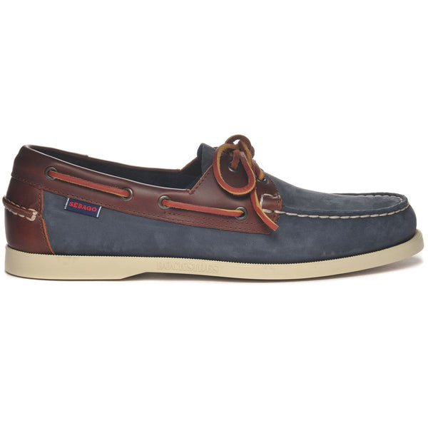 sebago Portland Nubuck Waxy Blue Navy / Brown Footwear