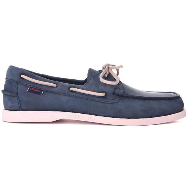 sebago Portland Nubuck Navy Blue & Pink Footwear