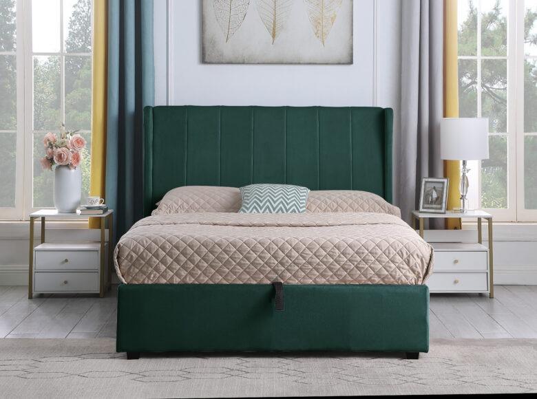 Seconique Amelia Plus 5' Storage Bed Green Velvet Fabric