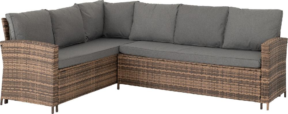 Seconique Aspen Corner Garden Furniture Set Brown Rattan/Grey Fabric
