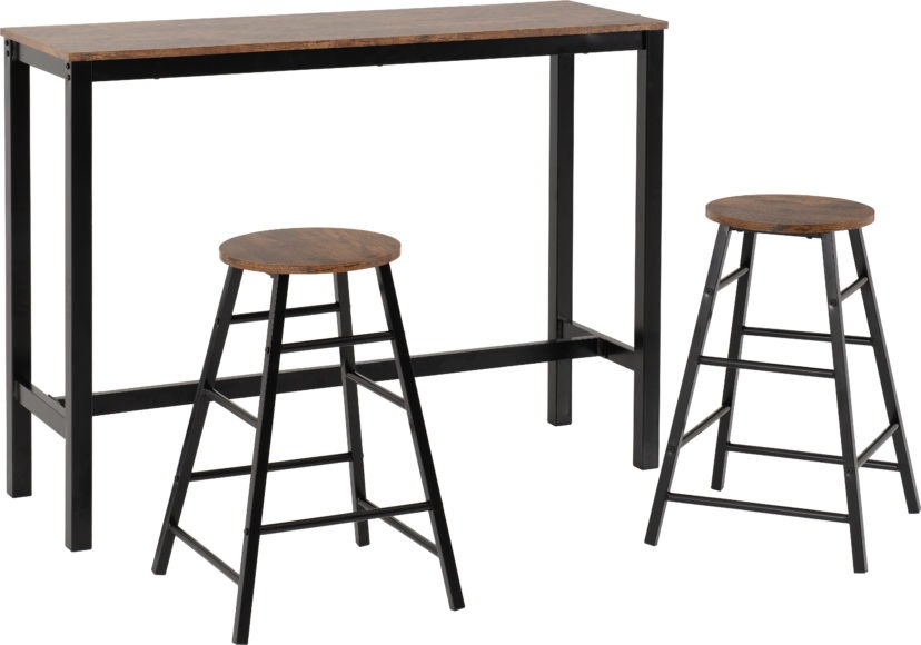 Seconique Athens Breakfast Bar Set Acacia Effect/Black