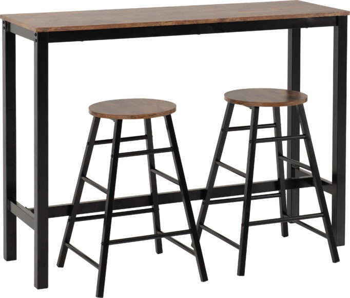seconique Athens Breakfast Bar Set Acacia Effect/Black