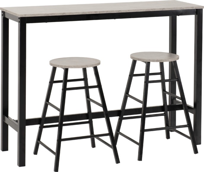 seconique Athens Breakfast Bar Set Concrete Effect/Black