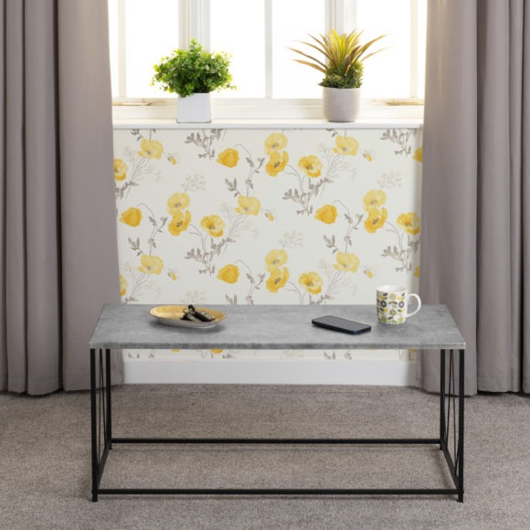 seconique Athens Rectangular Coffee Table Concrete Effect/Black