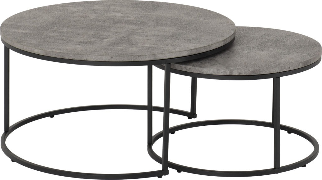 seconique Athens Round Coffee Table Set Concrete Effect/Black