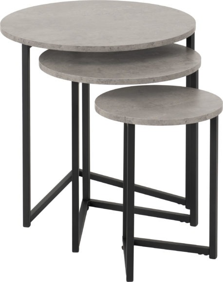 Seconique Athens Round Nest Of Tables Concrete Effect/Black