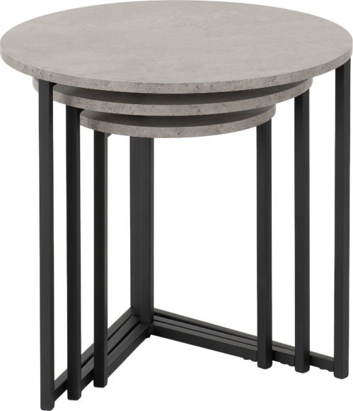 Seconique Athens Round Nest Of Tables Concrete Effect/Black