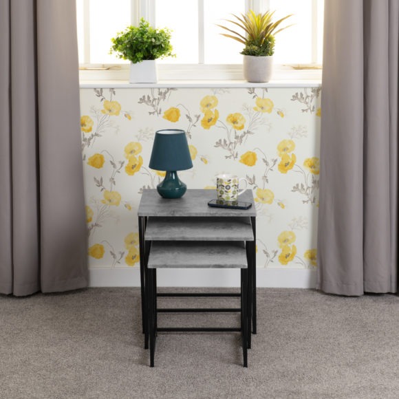 seconique Athens Square Nest Of Tables Concrete Effect/Black