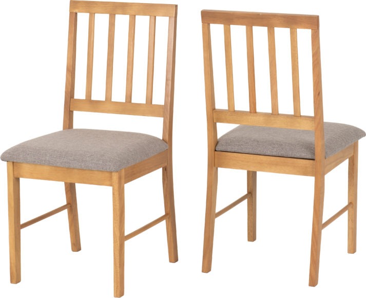 seconique Austin Chair (Box of 2) Oak Effect/Grey Fabric