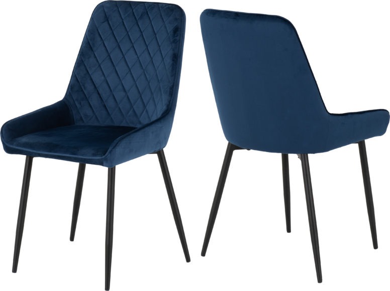Seconique Avery Chair (Box Of 2) Sapphire Blue Velvet