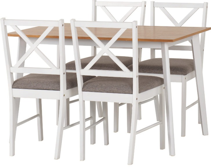 Seconique Balfour 1+4 Dining Set White/Oak Effect/Grey Fabric