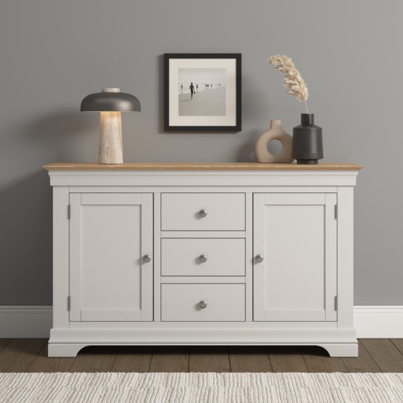 seconique Bordeaux 2 Door 3 Drawer Sideboard Ivory/Oak