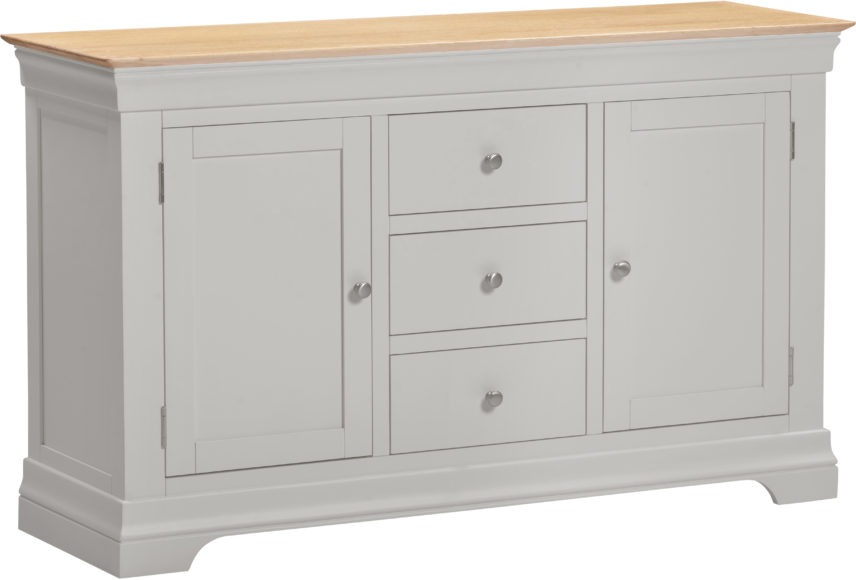 Seconique Bordeaux 2 Door 3 Drawer Sideboard Pebble Grey/Oak