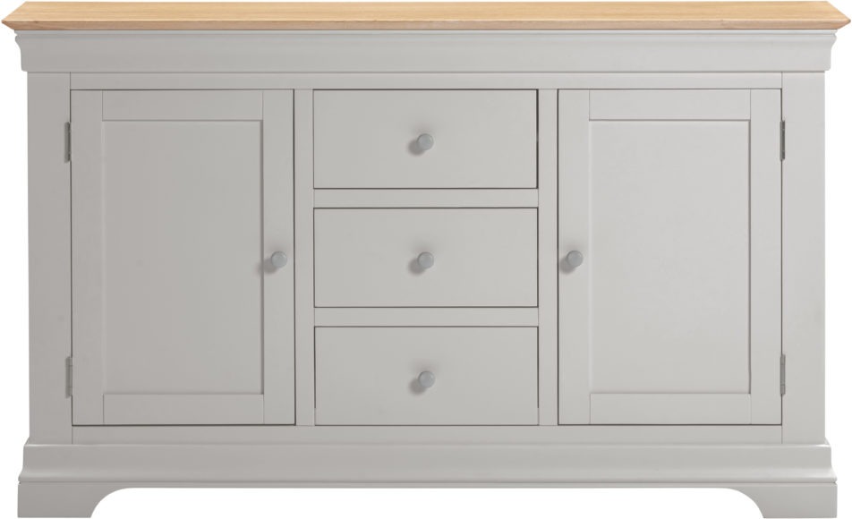 Seconique Bordeaux 2 Door 3 Drawer Sideboard Pebble Grey/Oak