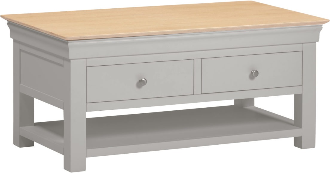 Seconique Bordeaux 2 Drawer Coffee Table Pebble Grey/Oak