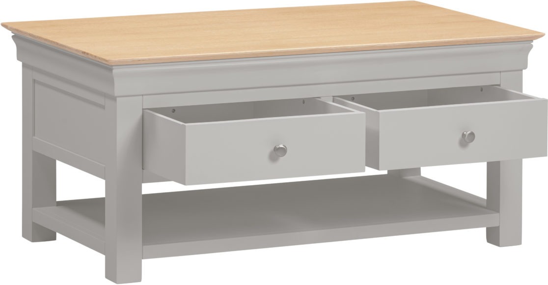 Seconique Bordeaux 2 Drawer Coffee Table Pebble Grey/Oak