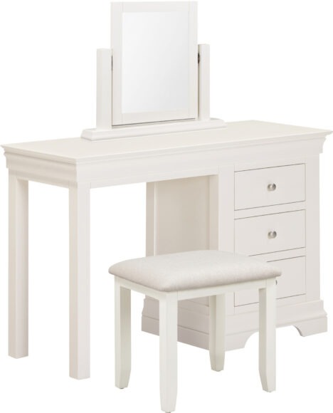Seconique Bordeaux 3 Drawer Dressing Table Set Ivory/Oat Fabric