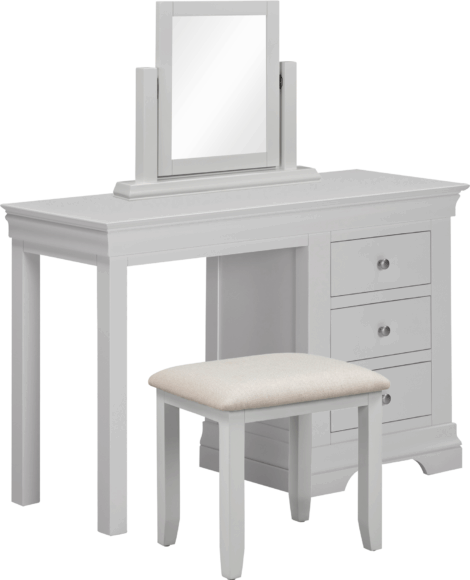 Seconique Bordeaux 3 Drawer Dressing Table Set Pebble Grey/Oat Fabric