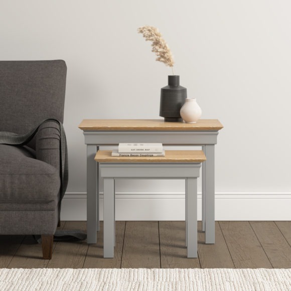 seconique Bordeaux Nest of 2 Tables Pebble Grey/Oak