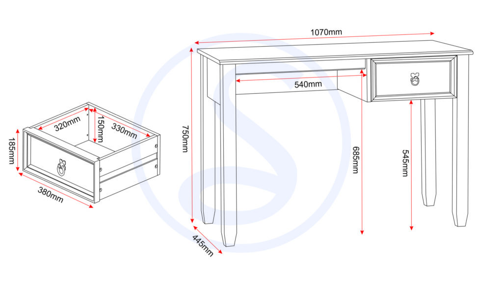 Seconique Budget Mexican Study Desk Distressed Waxed Pine