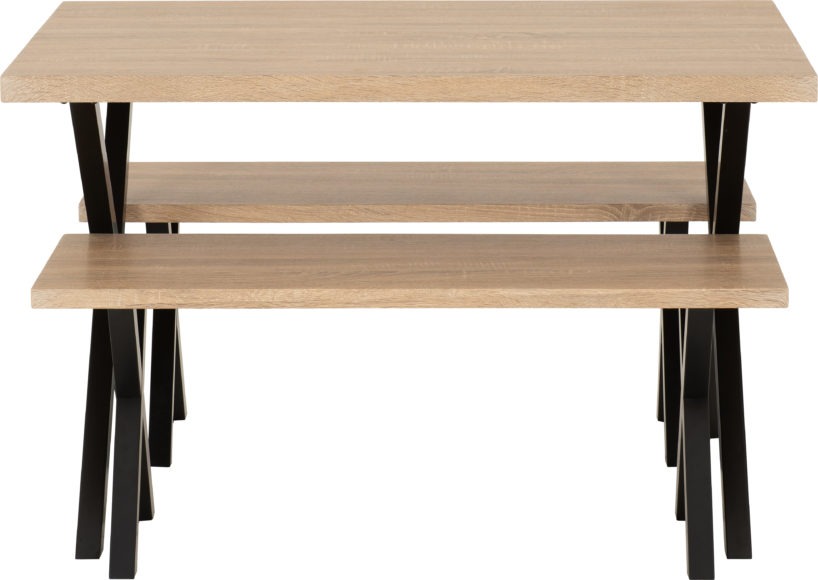 Seconique Buxton Dining Bench Set Light Oak Effect/Black