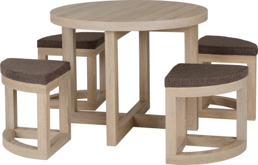 Seconique Cambourne Stowaway Dining Set Sonoma Oak Effect Veneer/Brown Linen Fleck
