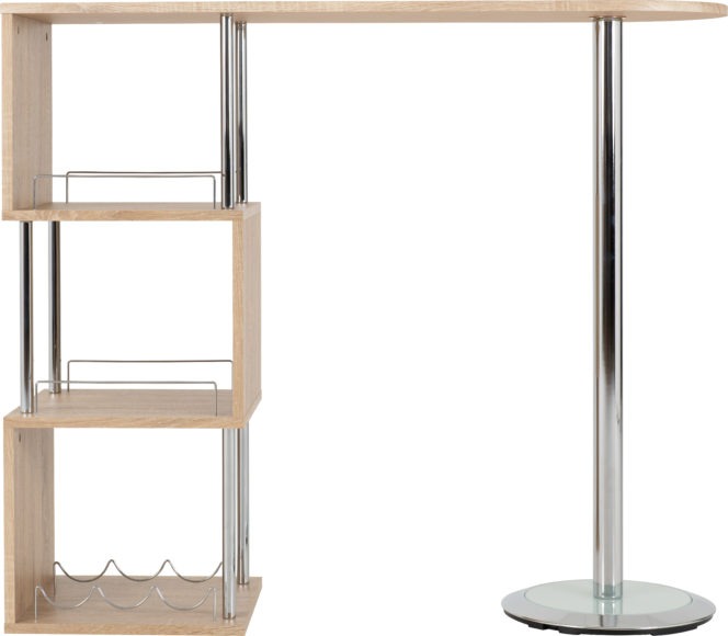 Seconique Charisma Home Bar Table Light Sonoma Oak Effect Veneer/Chrome