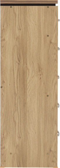Seconique Charles 5 Drawer Narrow Chest Oak Effect Veneer With Walnut Trim