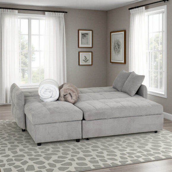 Seconique Chelsea Corner Sofa Bed Silver Grey Fabric