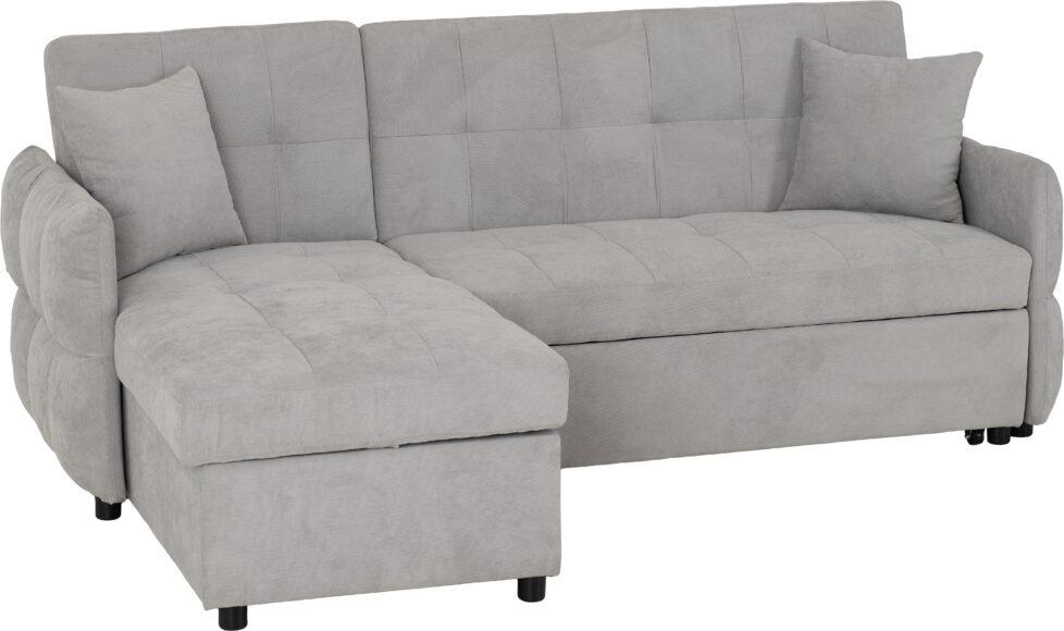 Seconique Chelsea Corner Sofa Bed Silver Grey Fabric