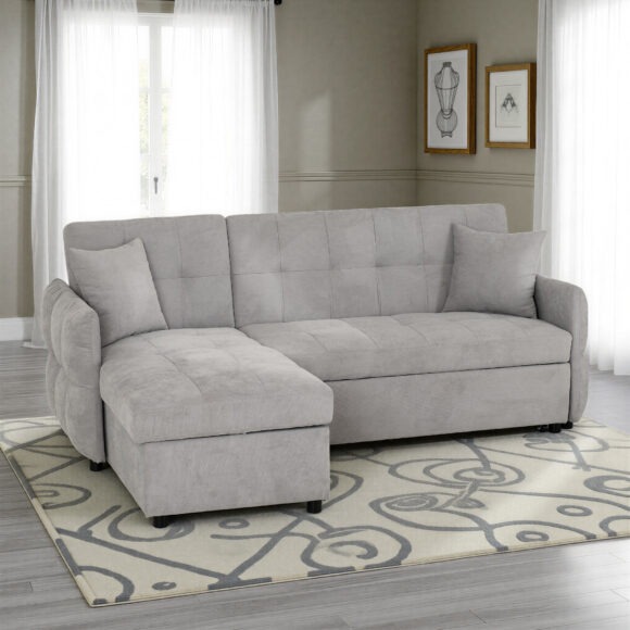 seconique Chelsea Corner Sofa Bed Silver Grey Fabric