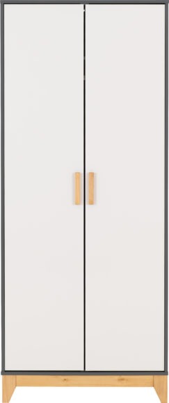 Seconique Cleveland 2 Door Wardrobe White/Grey Metal Effect