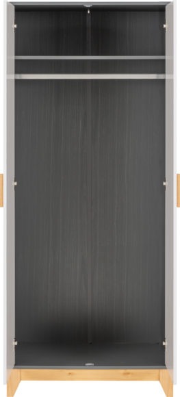 Seconique Cleveland 2 Door Wardrobe White/Grey Metal Effect
