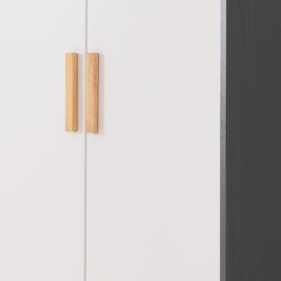 Seconique Cleveland 2 Door Wardrobe White/Grey Metal Effect