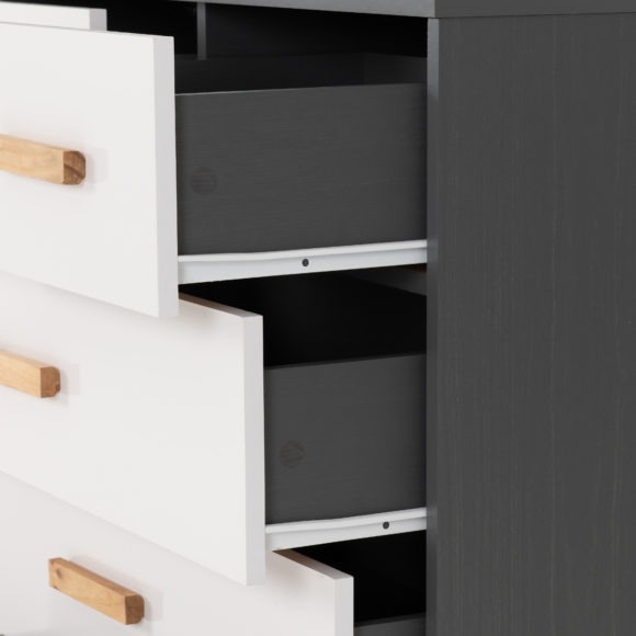 Seconique Cleveland 3+2 Drawer Chest White/Grey Metal Effect