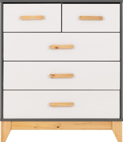 Seconique Cleveland 3+2 Drawer Chest White/Grey Metal Effect