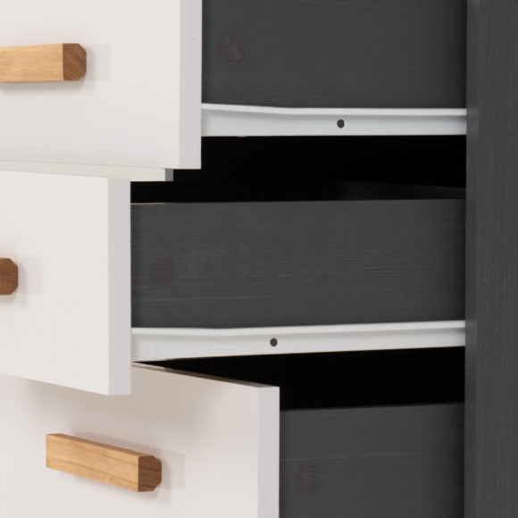 Seconique Cleveland 3 Drawer Bedside White/Grey Metal Effect