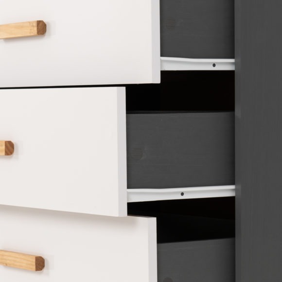 Seconique Cleveland 3 Drawer Chest White/Grey Metal Effect