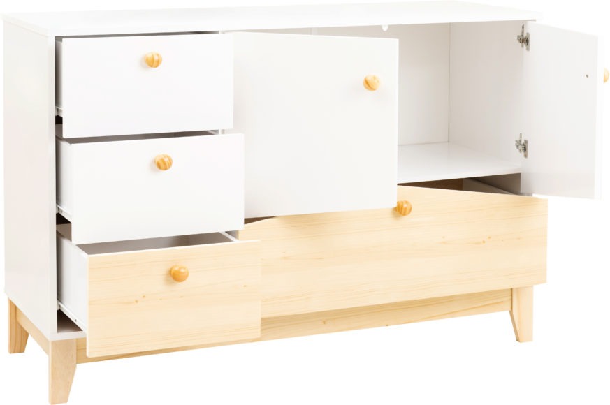 Seconique Cody 2 Door 4 Drawer Storage Unit White/Pine Effect
